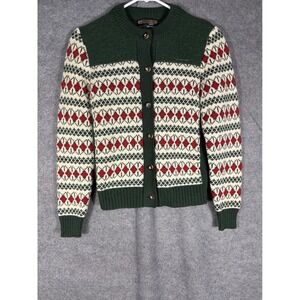 Vintage Geiger Wool Nordic Cardigan Sweater Fair Isle